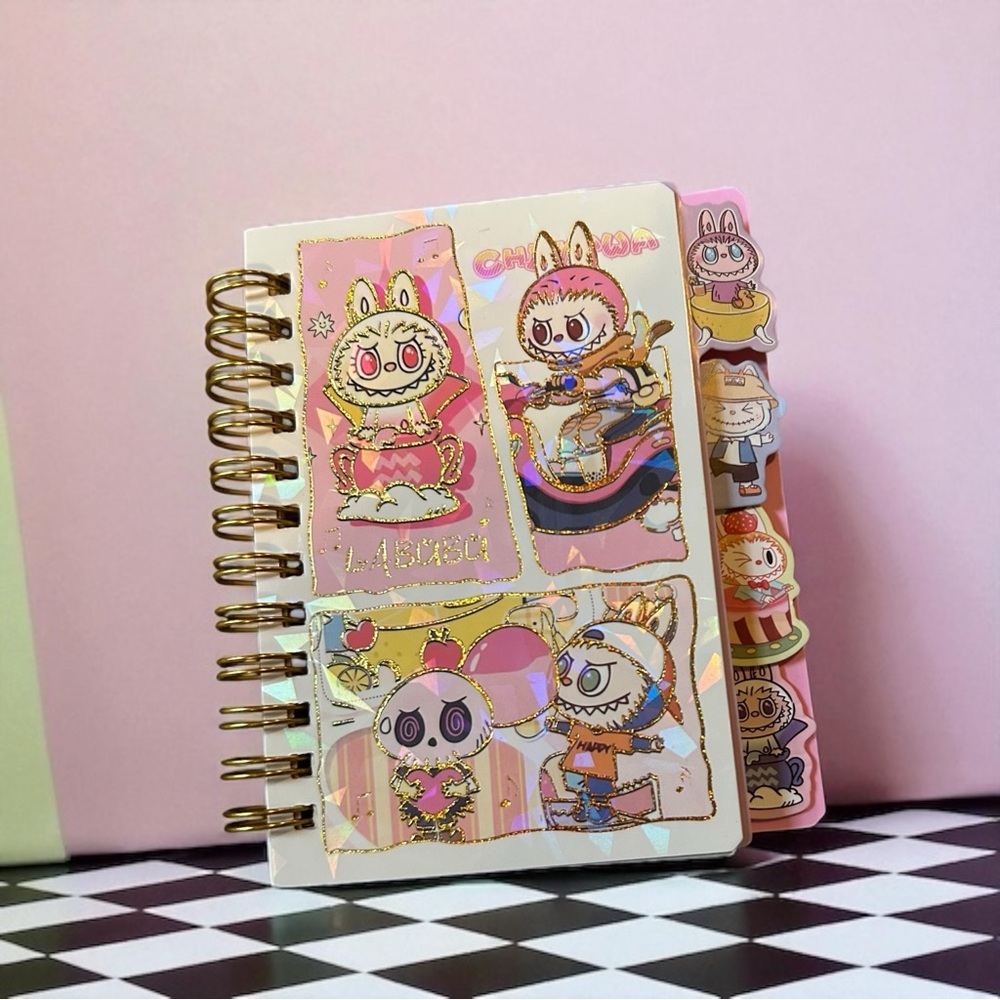 Mini Labubu Notebook – POP MART The Monsters Holographic Cover & Tabs 95x116mm